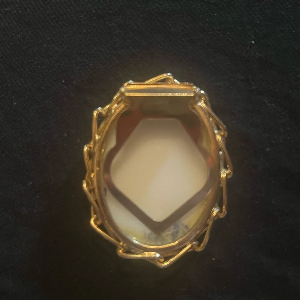 Vintage Gold Tone Blue and White Rose Scarf Clip